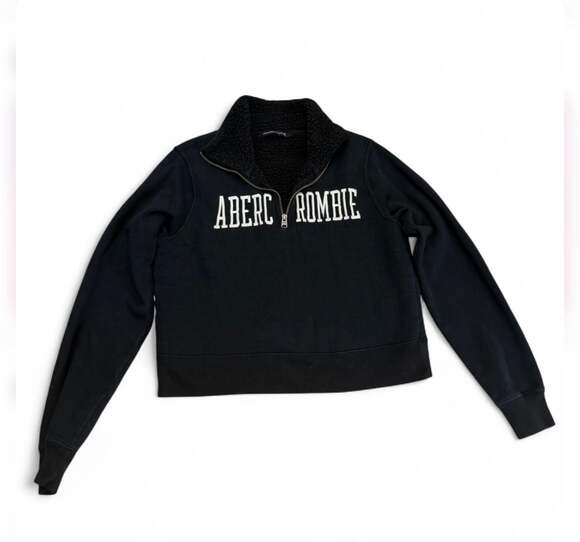 Abercrombie & Fitch Tops - Vintage Abercrombie & Fitch Women's Sherpa-Lined Logo Half-Zip Sweatshirt